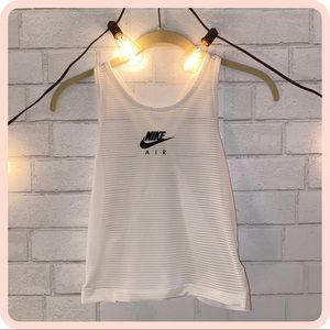Sheer white cropped Nike tank top